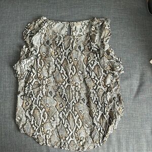 A New Day Snake Print Ruffle Sleeve Blouse